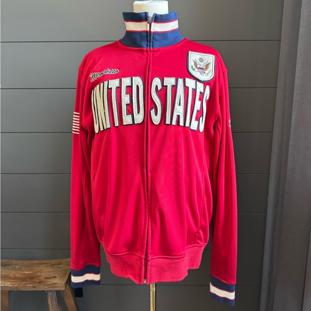 Mondetta USA Red White Blue Embroidered Jacket Long Sleeve Full Zip Olympics